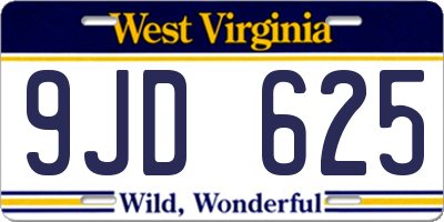 WV license plate 9JD625