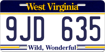 WV license plate 9JD635