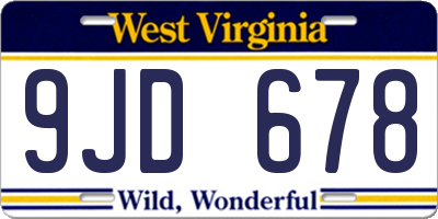 WV license plate 9JD678