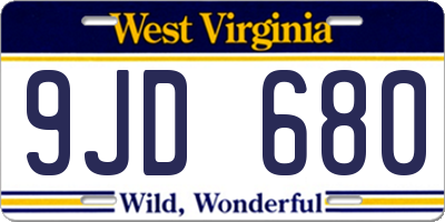 WV license plate 9JD680