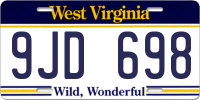 WV license plate 9JD698