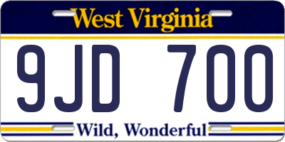 WV license plate 9JD700