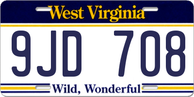 WV license plate 9JD708