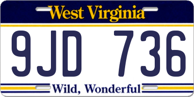 WV license plate 9JD736
