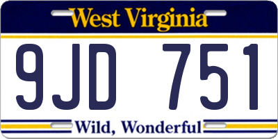 WV license plate 9JD751