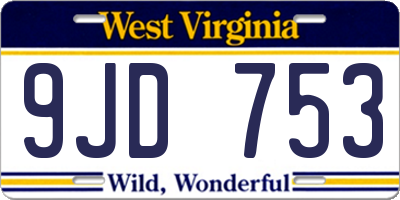 WV license plate 9JD753