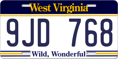WV license plate 9JD768