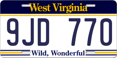 WV license plate 9JD770