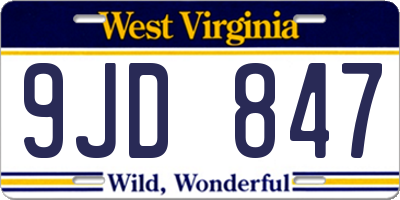 WV license plate 9JD847