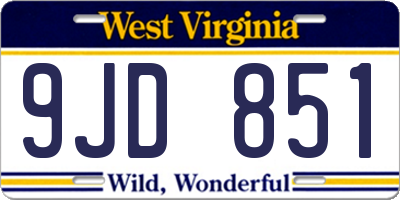 WV license plate 9JD851