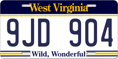 WV license plate 9JD904