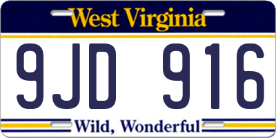 WV license plate 9JD916