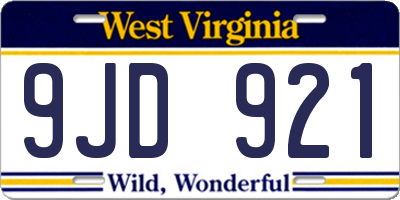 WV license plate 9JD921
