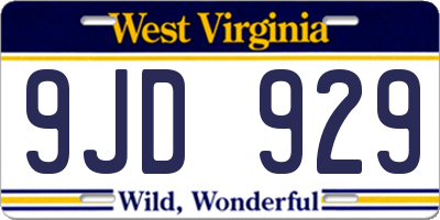WV license plate 9JD929