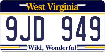 WV license plate 9JD949
