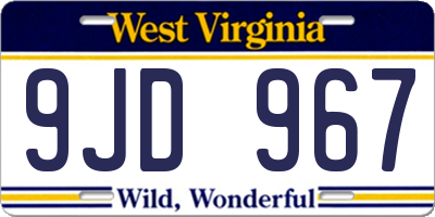 WV license plate 9JD967