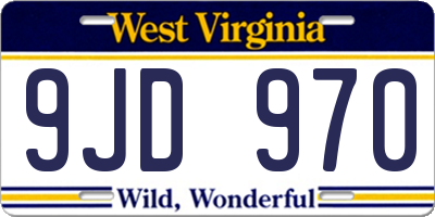 WV license plate 9JD970