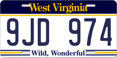 WV license plate 9JD974