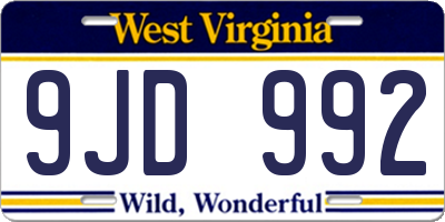 WV license plate 9JD992