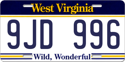 WV license plate 9JD996
