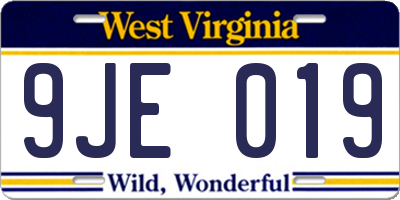 WV license plate 9JE019