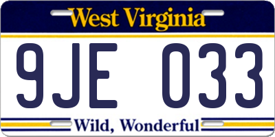 WV license plate 9JE033