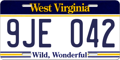 WV license plate 9JE042