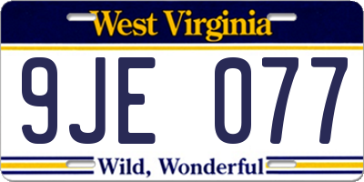 WV license plate 9JE077