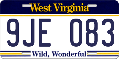 WV license plate 9JE083