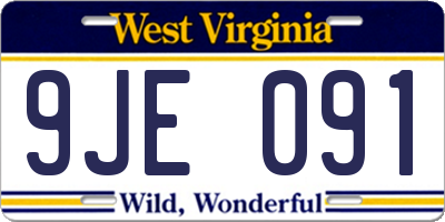 WV license plate 9JE091