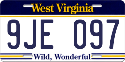 WV license plate 9JE097