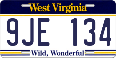 WV license plate 9JE134