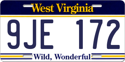 WV license plate 9JE172