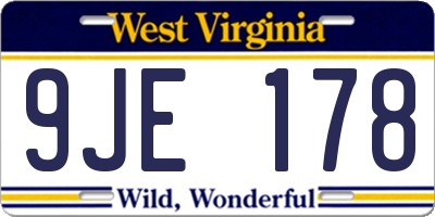 WV license plate 9JE178