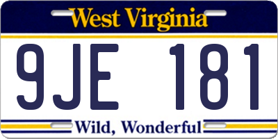 WV license plate 9JE181