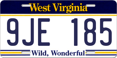 WV license plate 9JE185