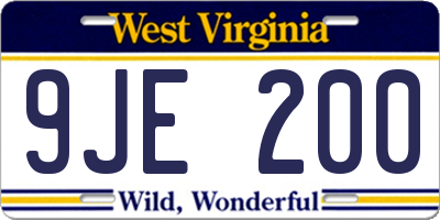 WV license plate 9JE200
