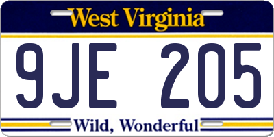 WV license plate 9JE205