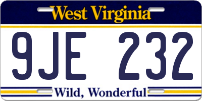 WV license plate 9JE232