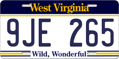 WV license plate 9JE265