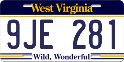 WV license plate 9JE281
