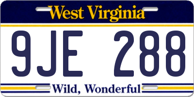 WV license plate 9JE288