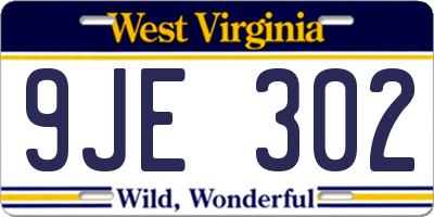 WV license plate 9JE302