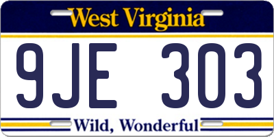 WV license plate 9JE303