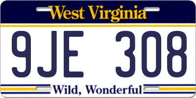 WV license plate 9JE308