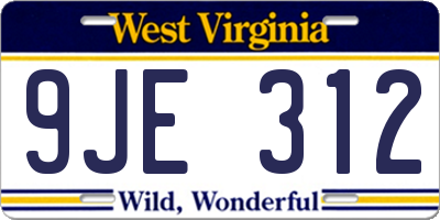 WV license plate 9JE312