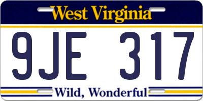 WV license plate 9JE317