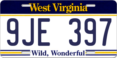 WV license plate 9JE397