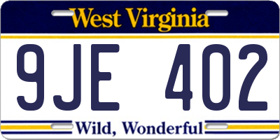 WV license plate 9JE402