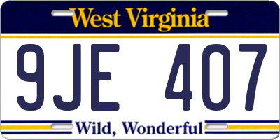 WV license plate 9JE407